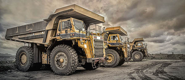 coal trucks in a western US strip mine